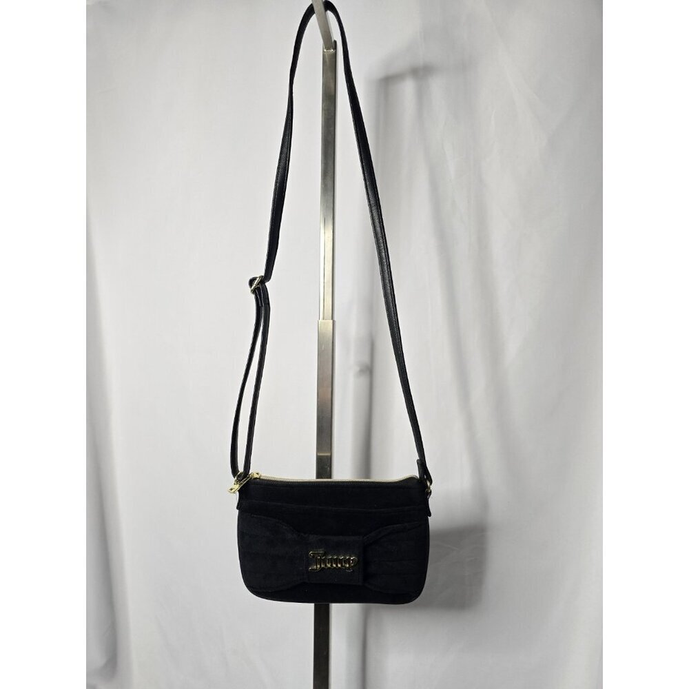 JUICY COUTURE Black Velour Crossbody Clutch
